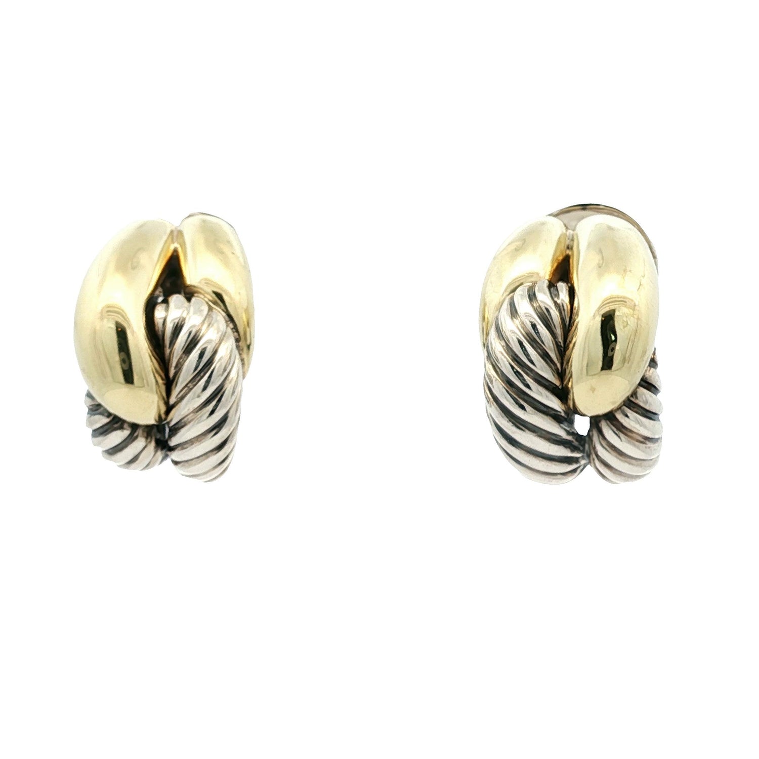 Vintage Yurman Sterling and 14k Labyrinth Cable Knot Earrings