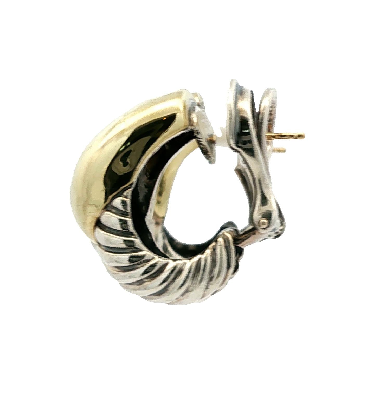 Vintage Yurman Sterling and 14k Labyrinth Cable Knot Earrings