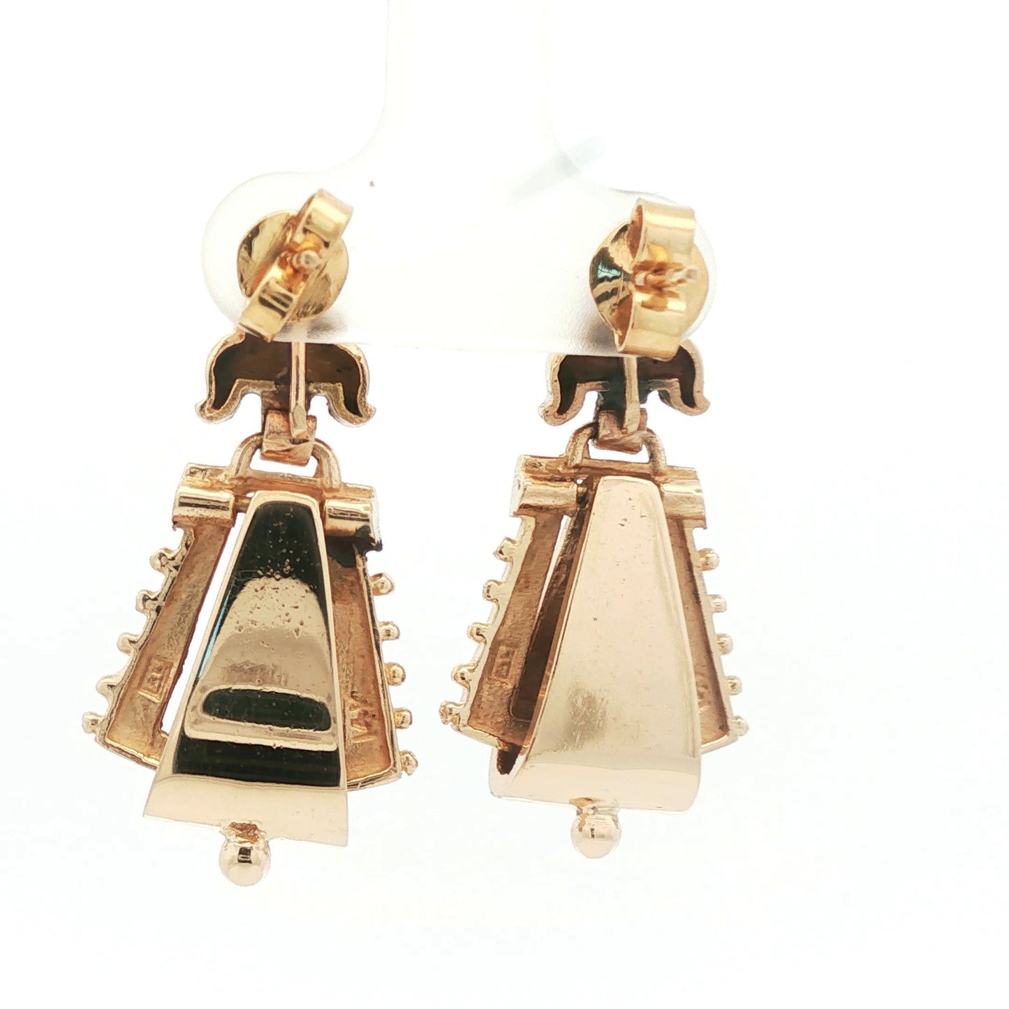 Vintage 14k yellow gold Victorian Style Enameled Drop Earrings