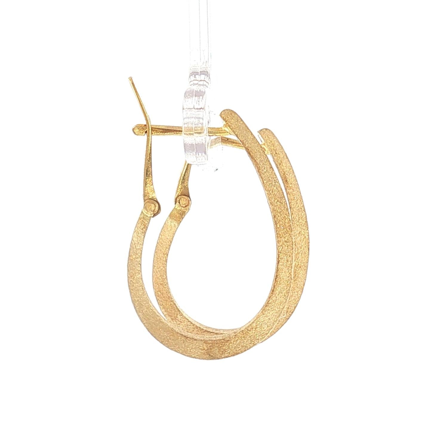 Late 20th Century 18k Yellow Gold Textured J-hoop Earrings