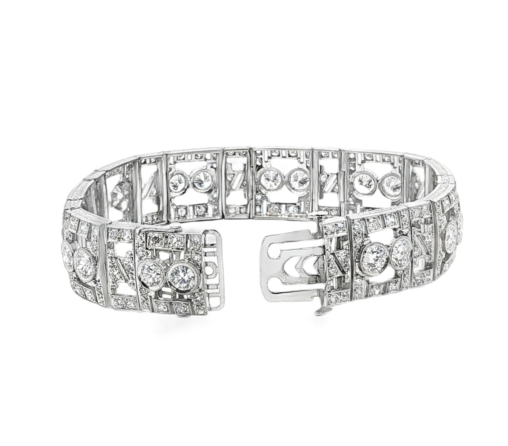 Platinum eight carat total weight Deco style bracelet