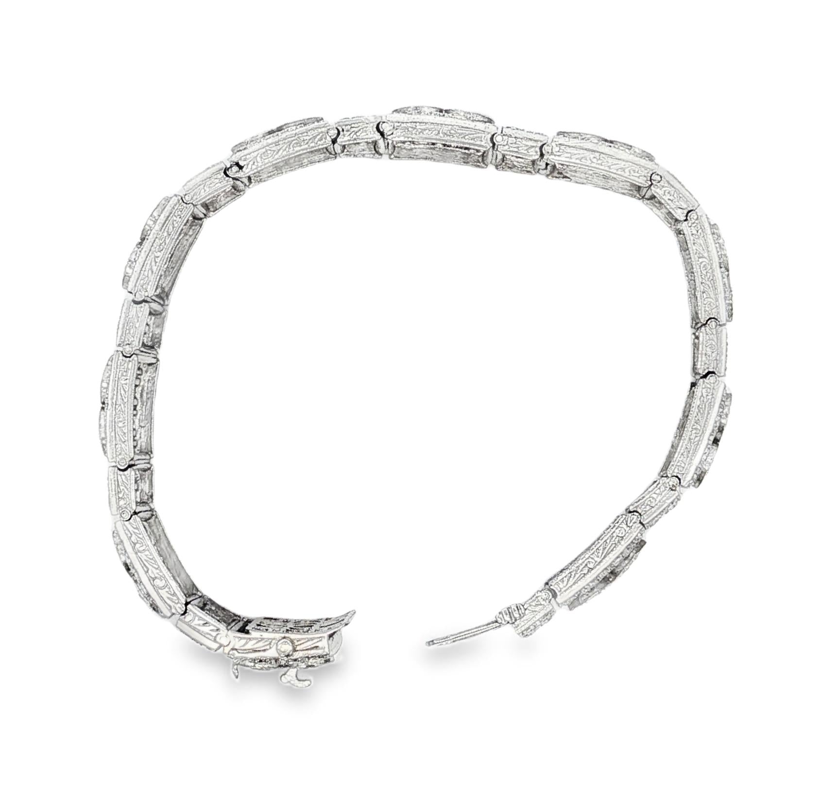 Platinum eight carat total weight Deco style bracelet