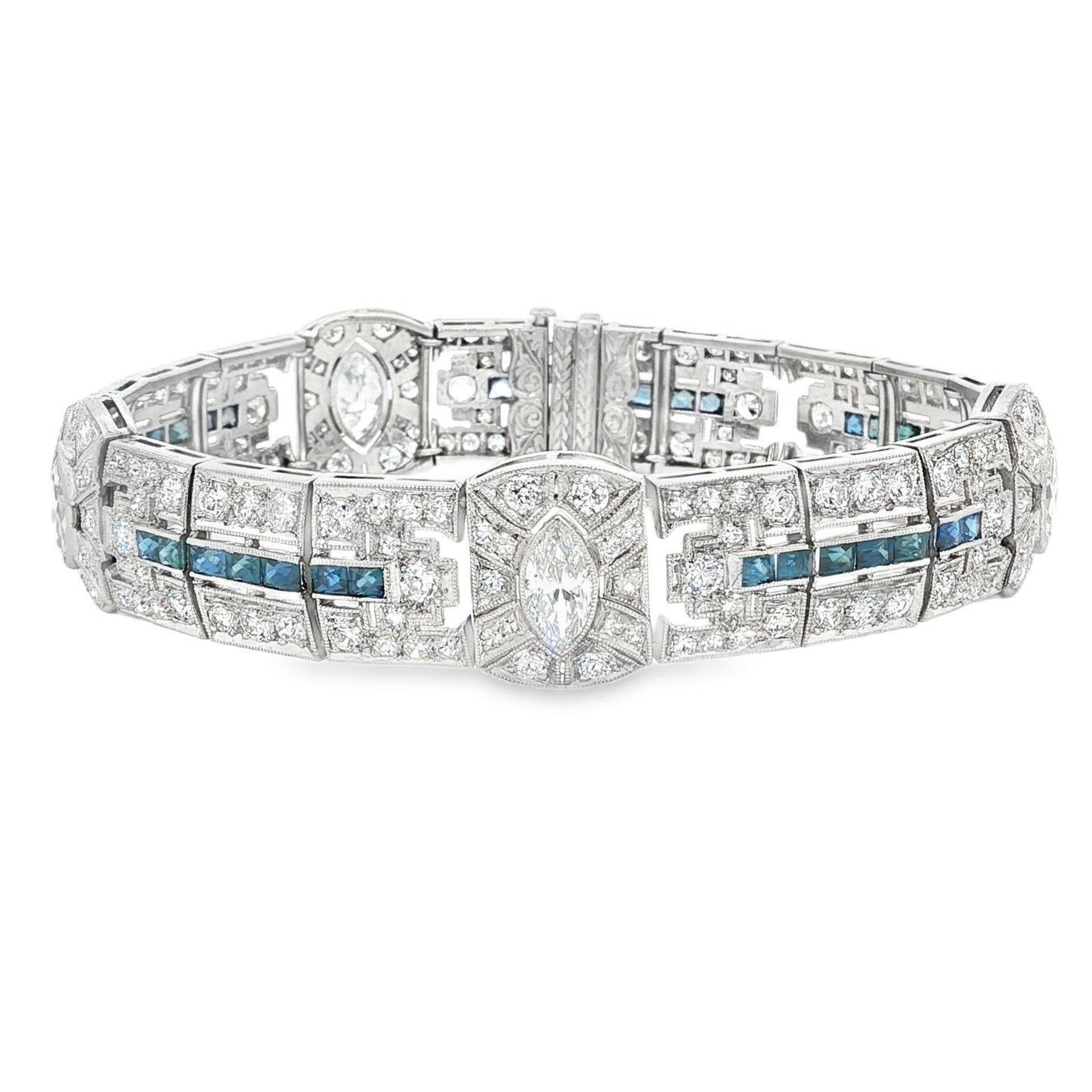 Art Deco Platinum Bracelet with 200 Diamonds weighing 4.4 carats total weight