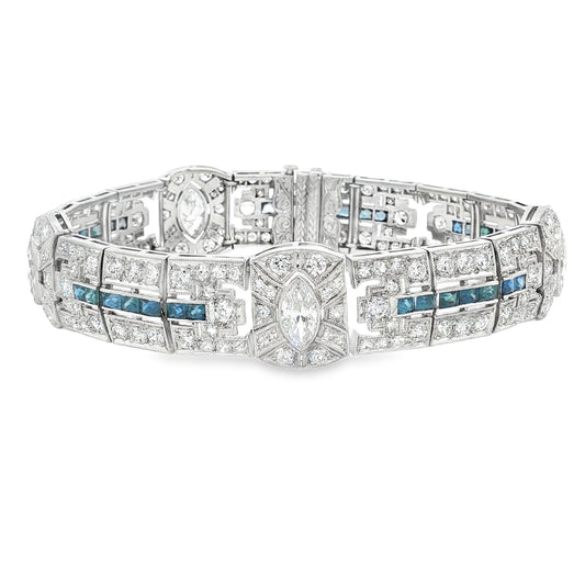 Art Deco Platinum Bracelet with 200 Diamonds weighing 4.4 carats total weight