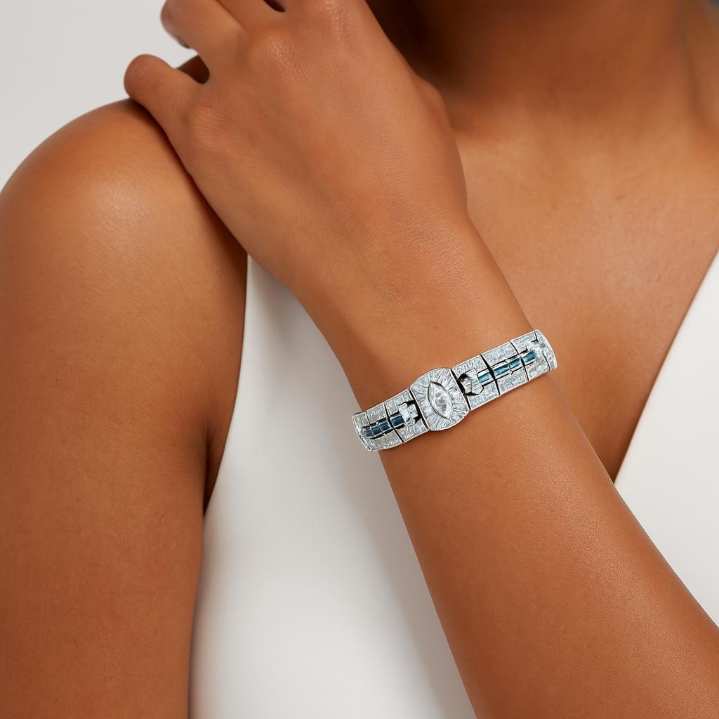 Art Deco Platinum Bracelet with 200 Diamonds weighing 4.4 carats total weight