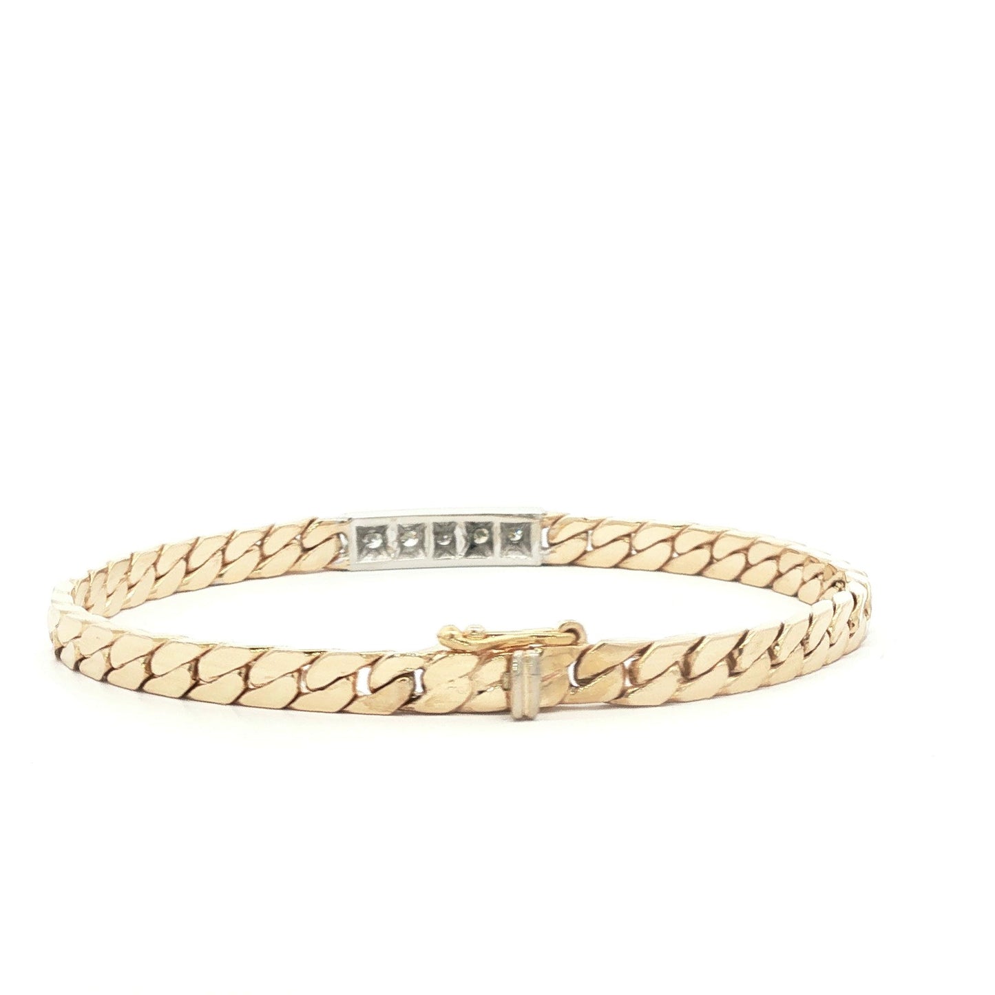 Vintage 14k Two Tone Cuban Link Diamond Bracelet