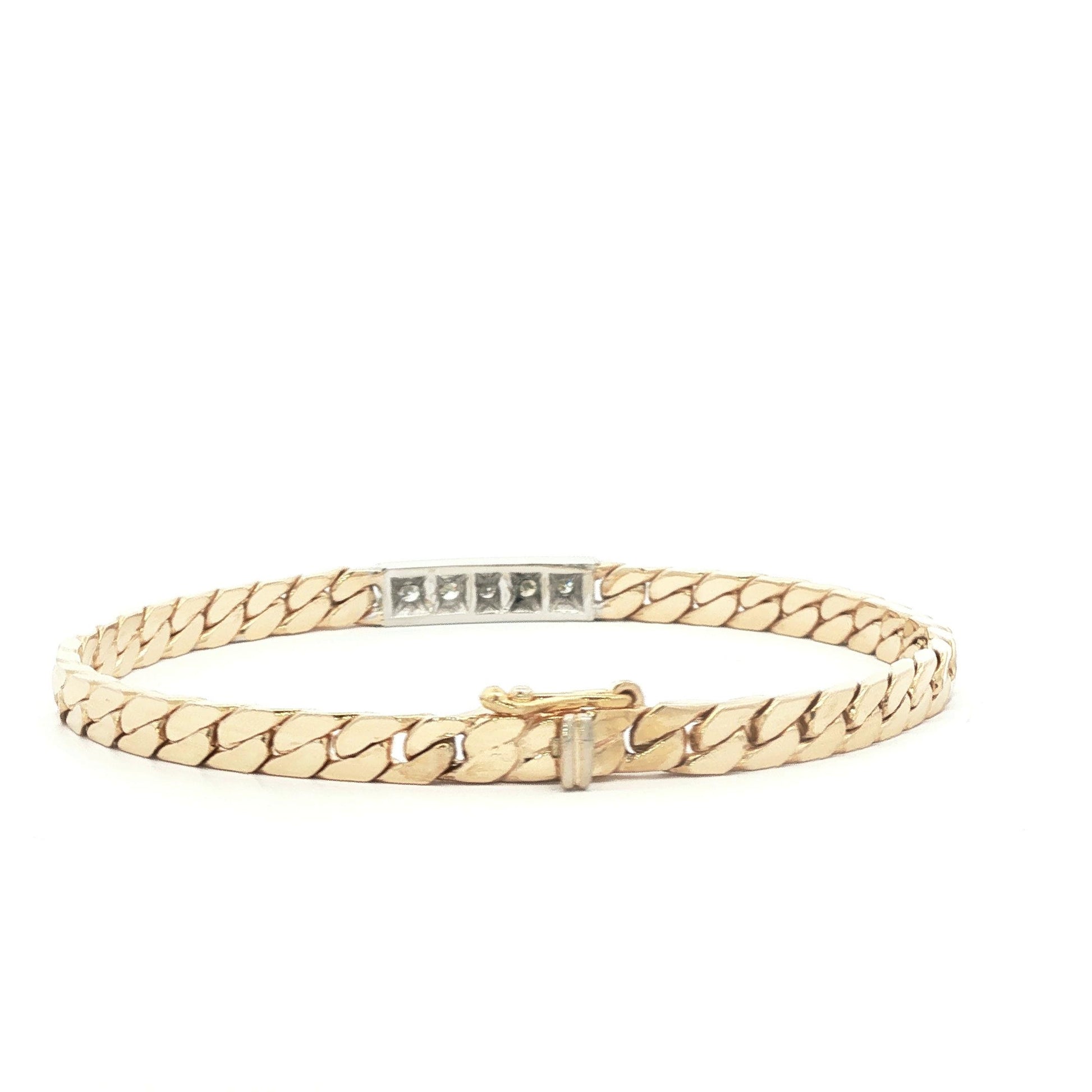 Vintage 14k Two Tone Cuban Link Diamond Bracelet