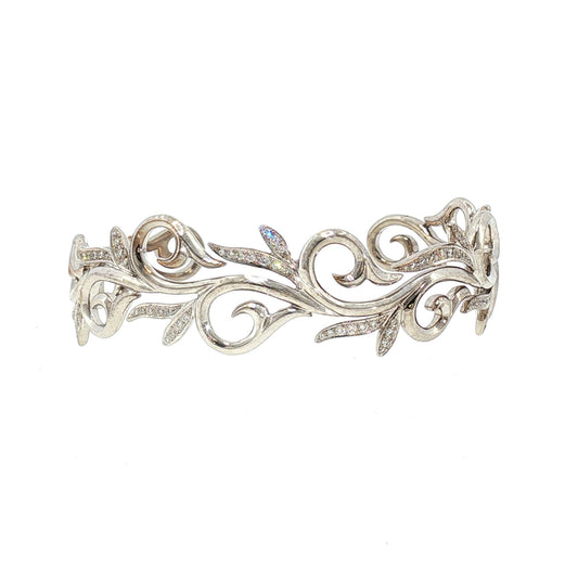 Late 20th century Chad Allison 80 diamond Leaf and Vine Cuff Bracelet