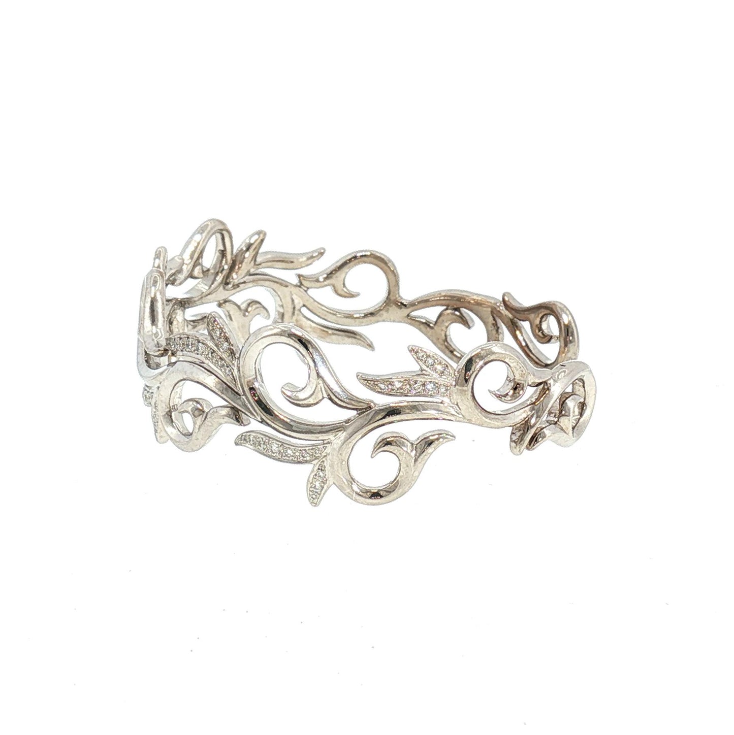 Late 20th century Chad Allison 80 diamond Leaf and Vine Cuff Bracelet