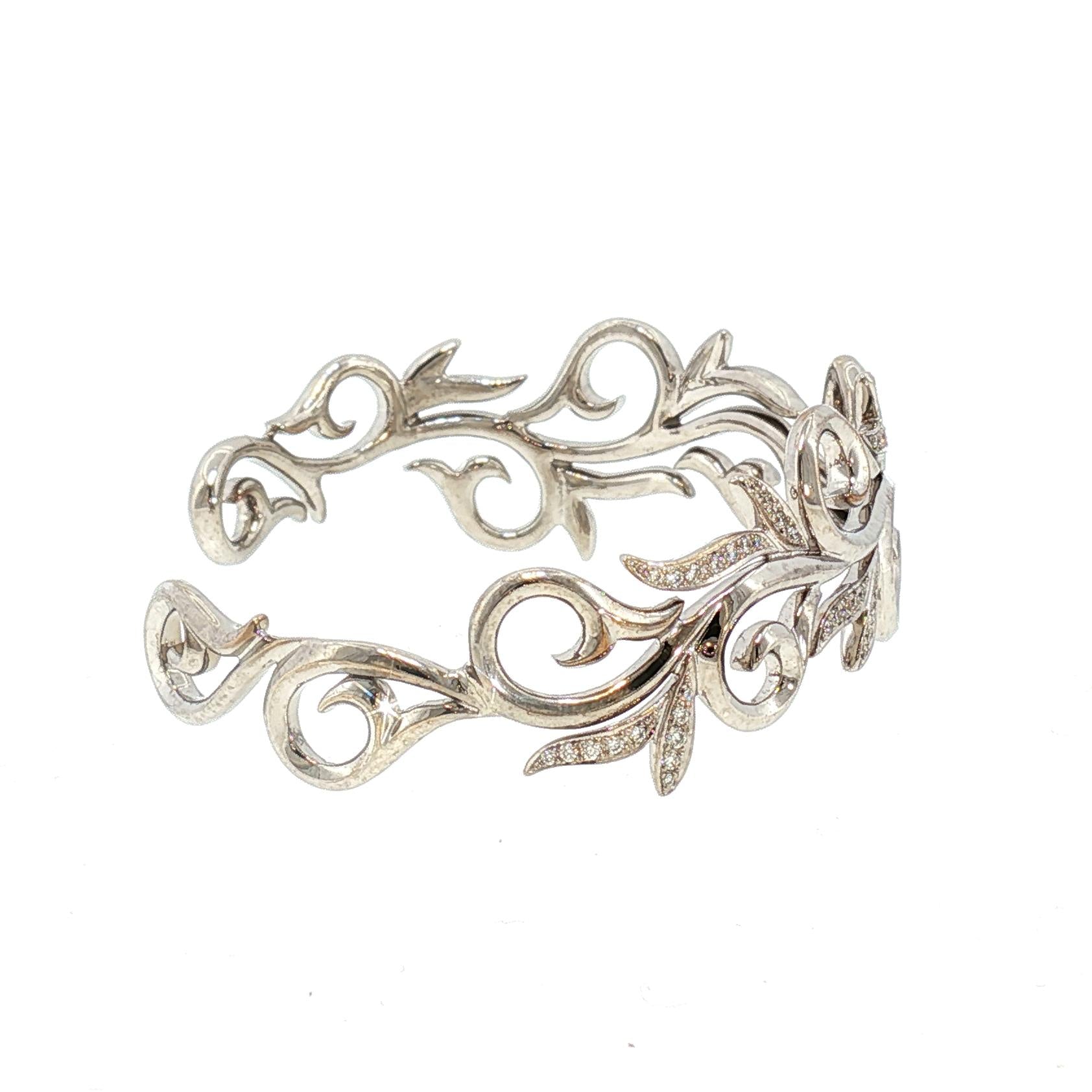 Late 20th century Chad Allison 80 diamond Leaf and Vine Cuff Bracelet