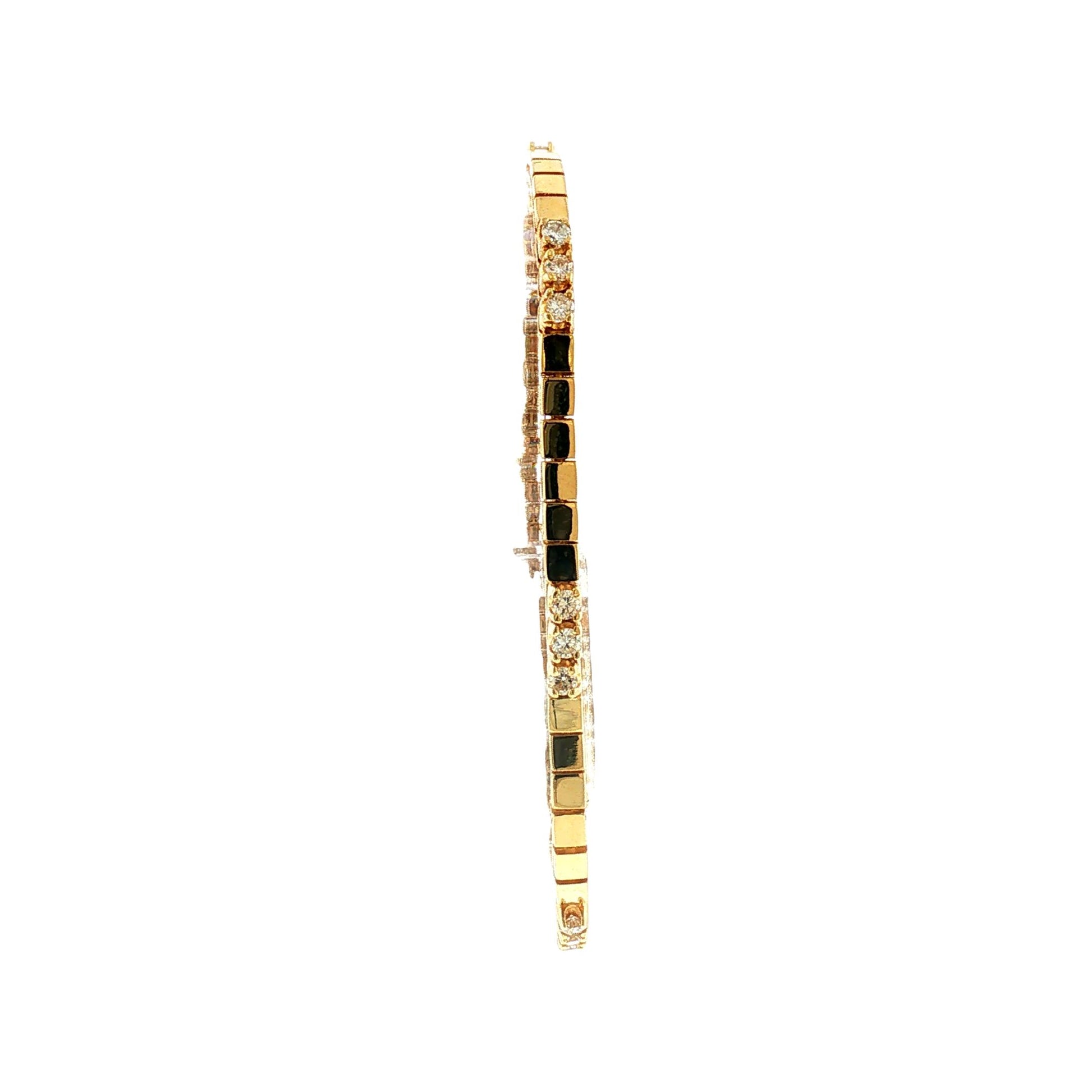 Late 20th-Century 14k Yellow Gold Diamond Box Link Bracelet