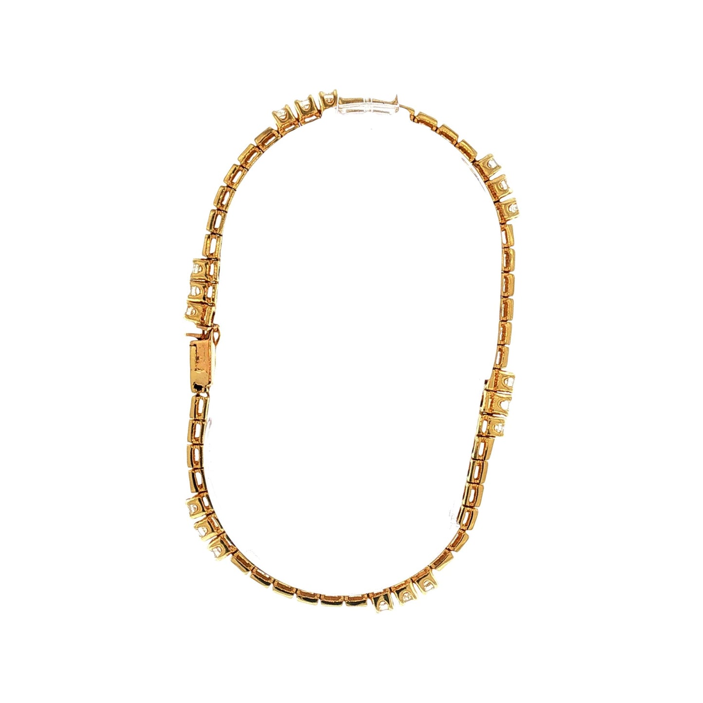 Late 20th-Century 14k Yellow Gold Diamond Box Link Bracelet