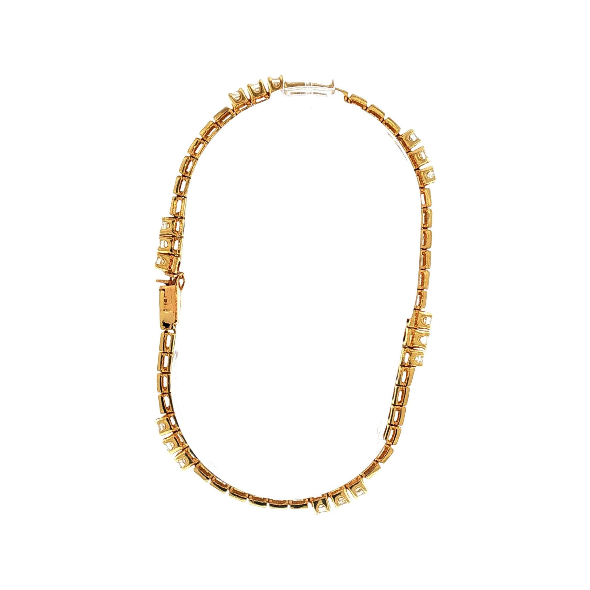 Late 20th-Century 14k Yellow Gold Diamond Box Link Bracelet