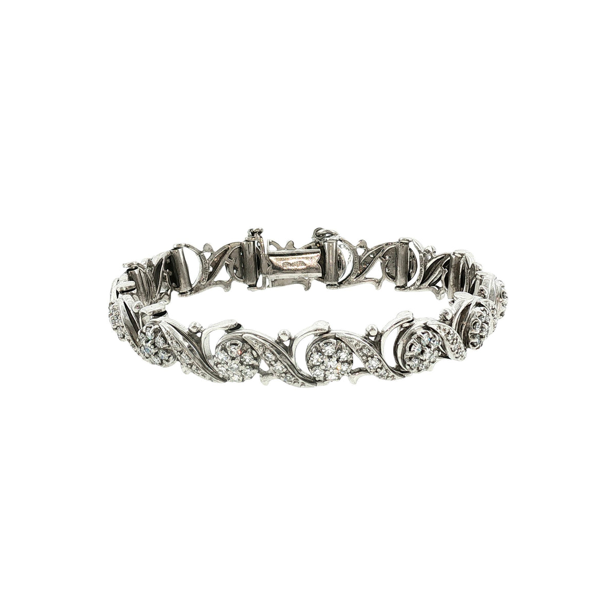 Mid-Century 18 Karat White Gold Jabel 3.5 Carat Total Weight Bracelet