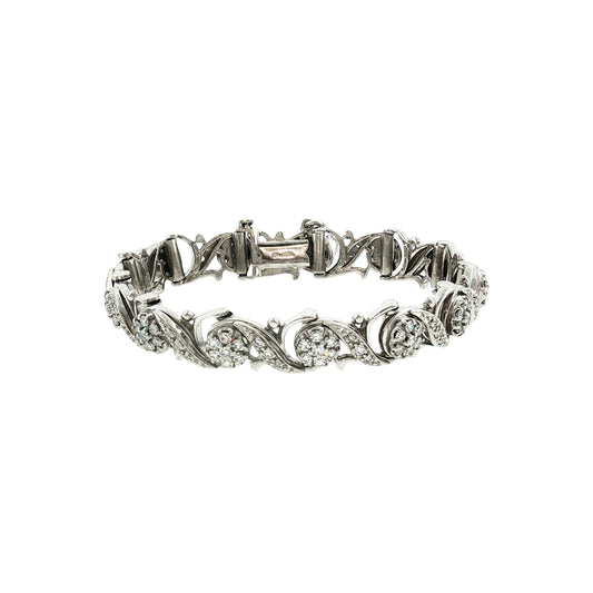 Mid-Century 18 Karat White Gold Jabel 3.5 Carat Total Weight Bracelet