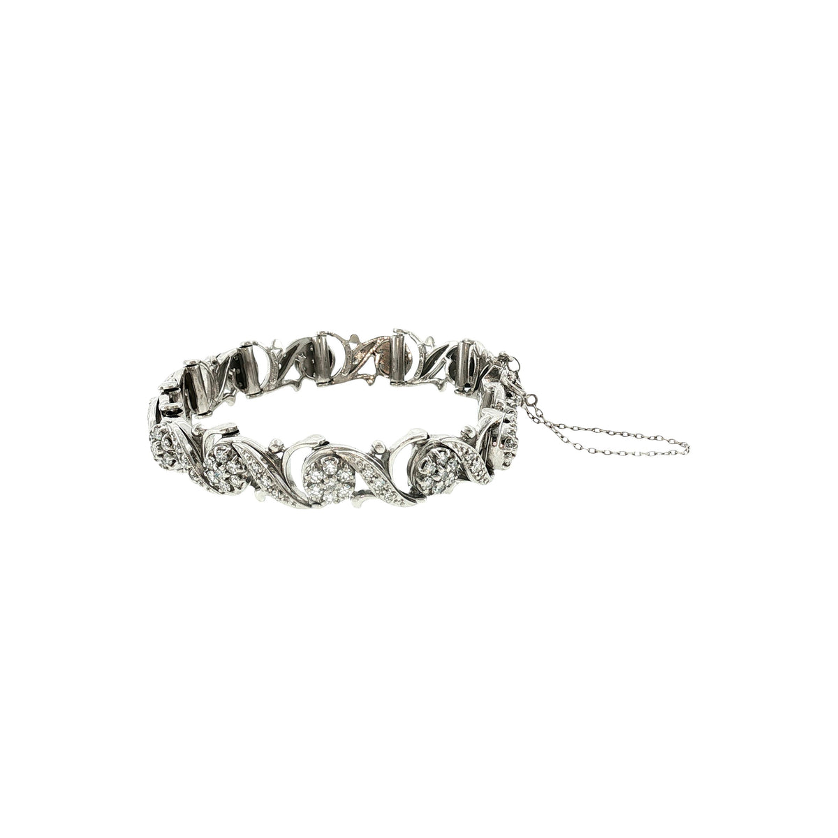 Mid-Century 18 Karat White Gold Jabel 3.5 Carat Total Weight Bracelet