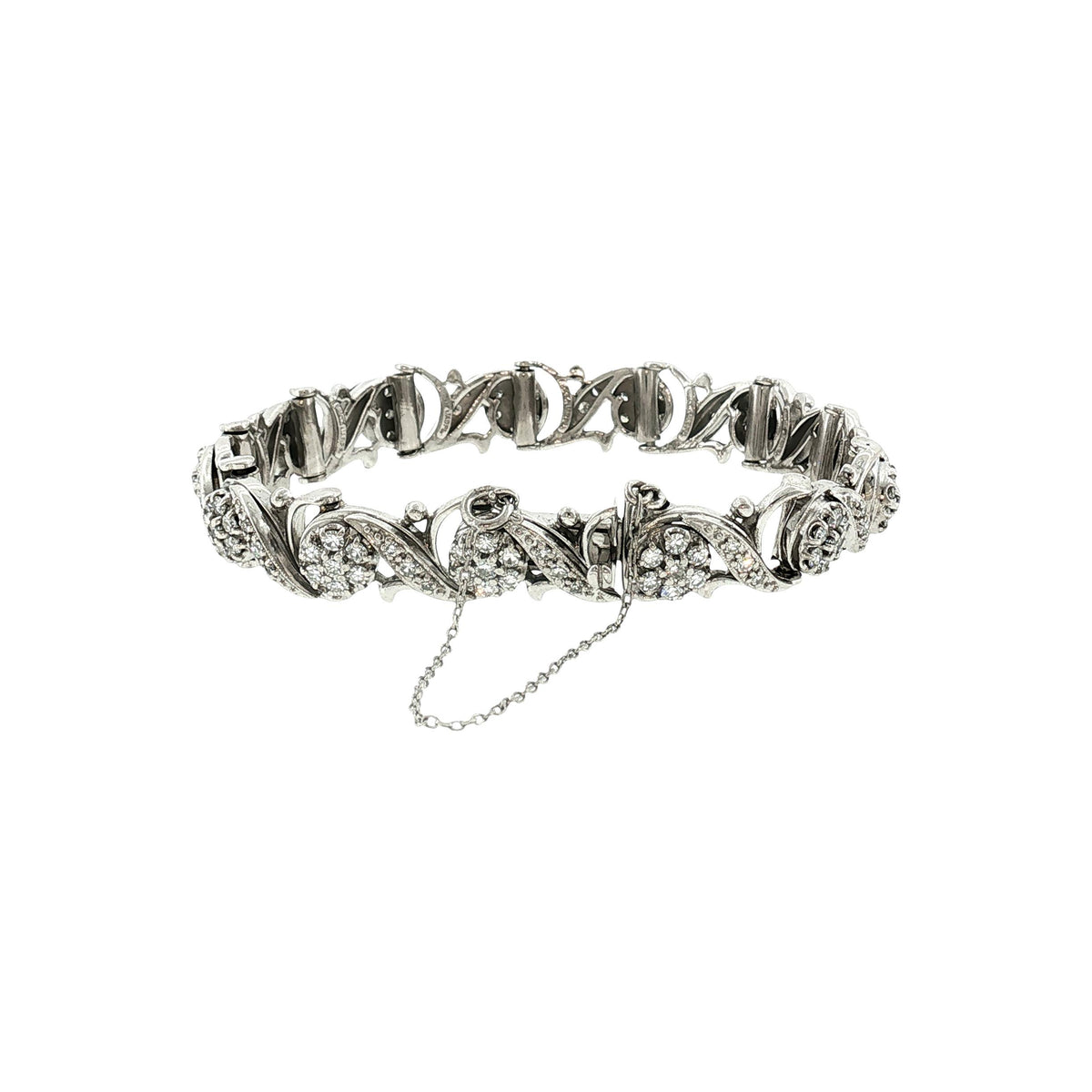 Mid-Century 18 Karat White Gold Jabel 3.5 Carat Total Weight Bracelet