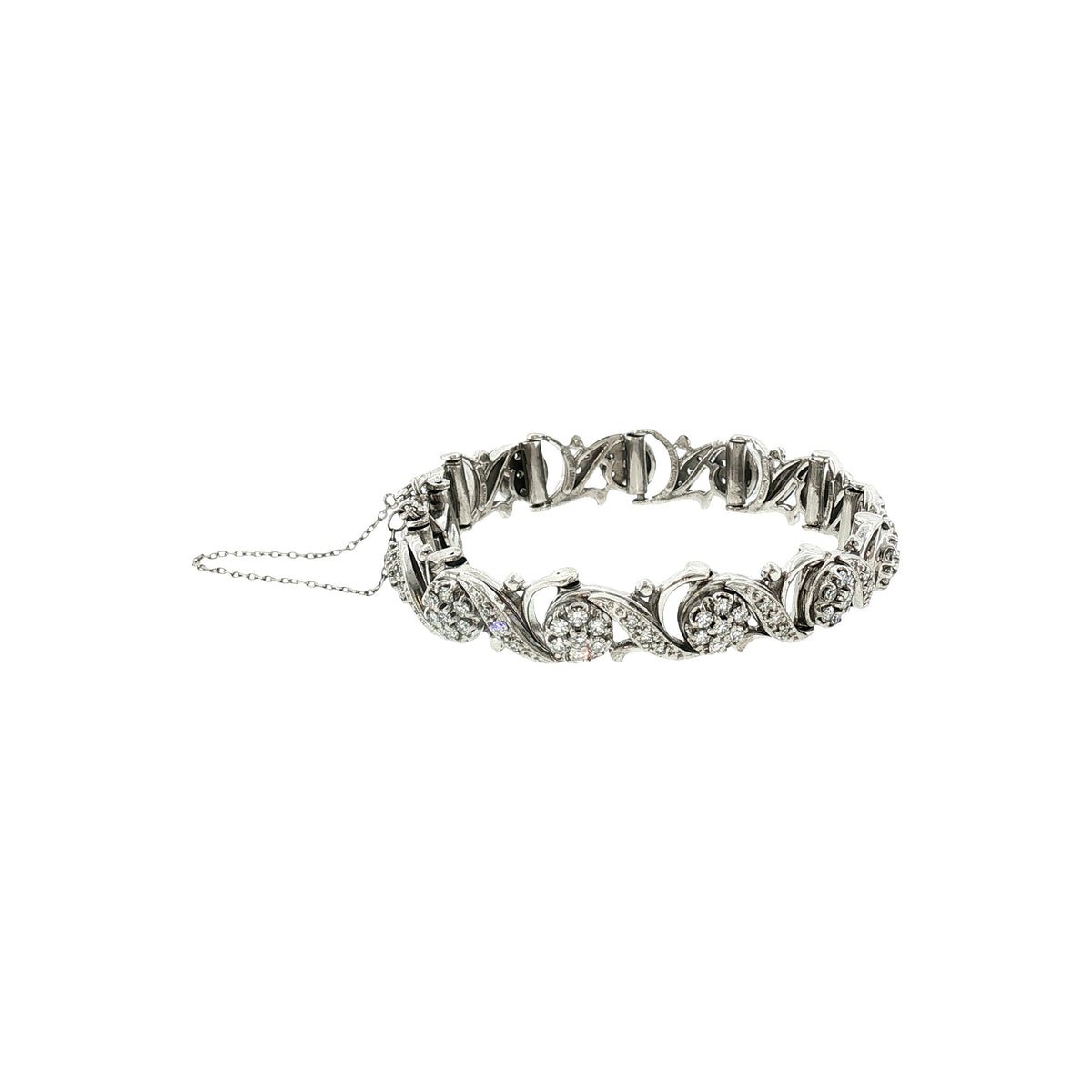 Mid-Century 18 Karat White Gold Jabel 3.5 Carat Total Weight Bracelet