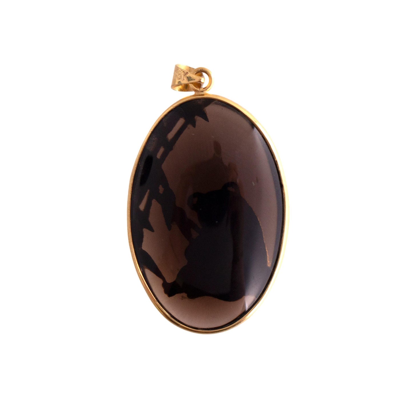 18K Gold Smoky Quartz Panda Pendant