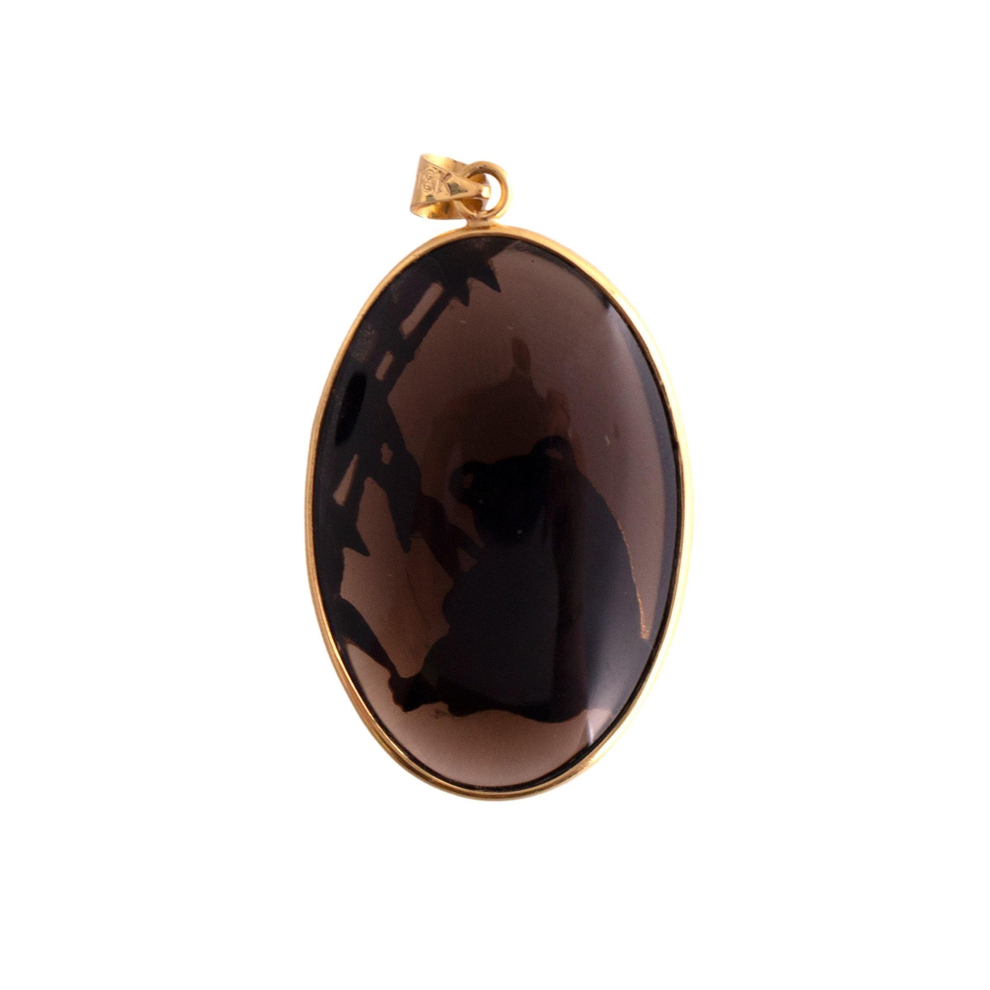 18K Gold Smoky Quartz Panda Pendant