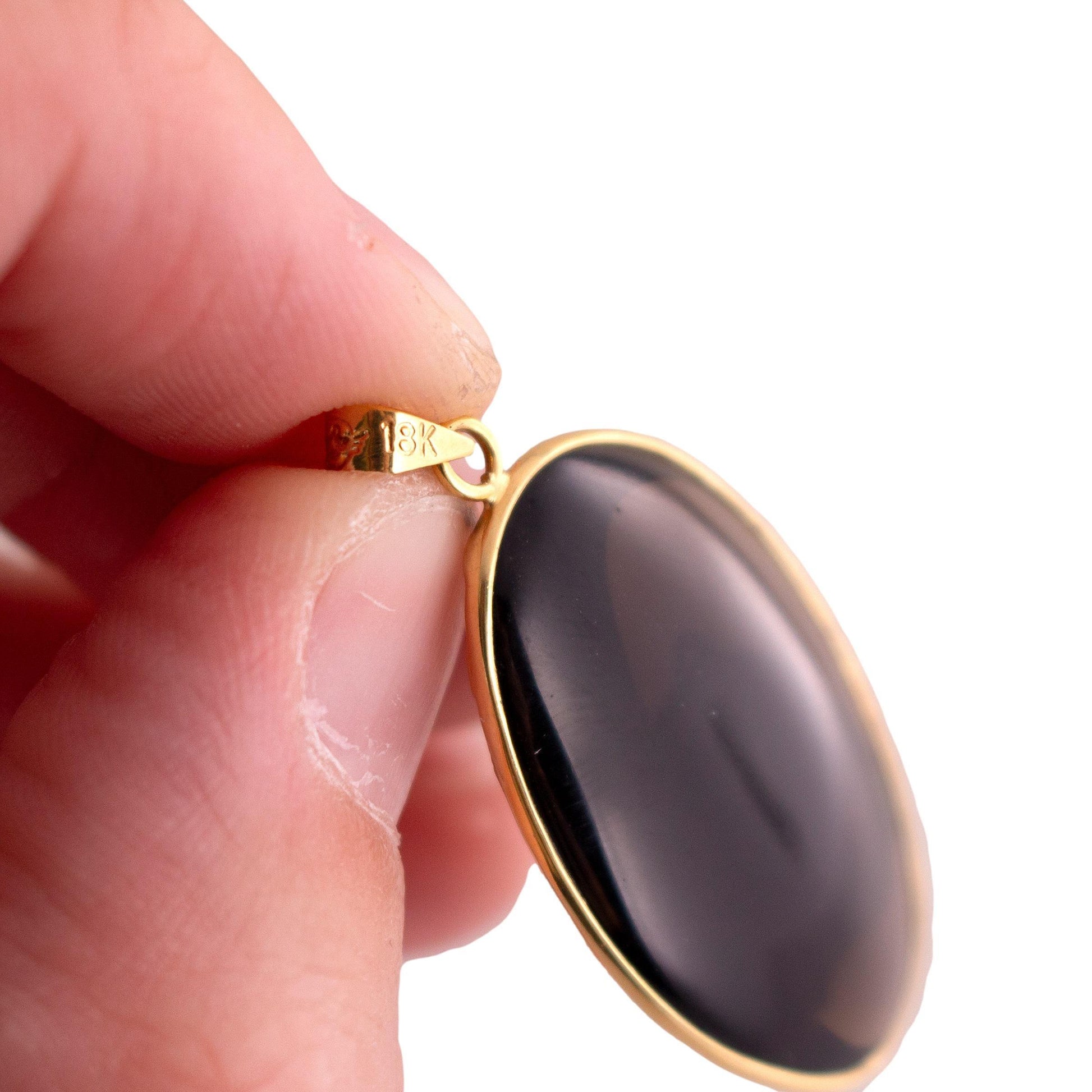 18K Gold Smoky Quartz Panda Pendant