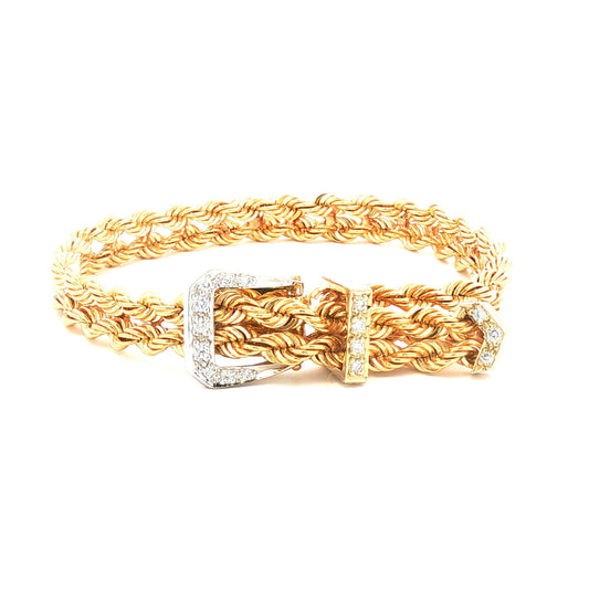 Vintage 1960s Adjustable Length 16 diamond Buckle Bracelet