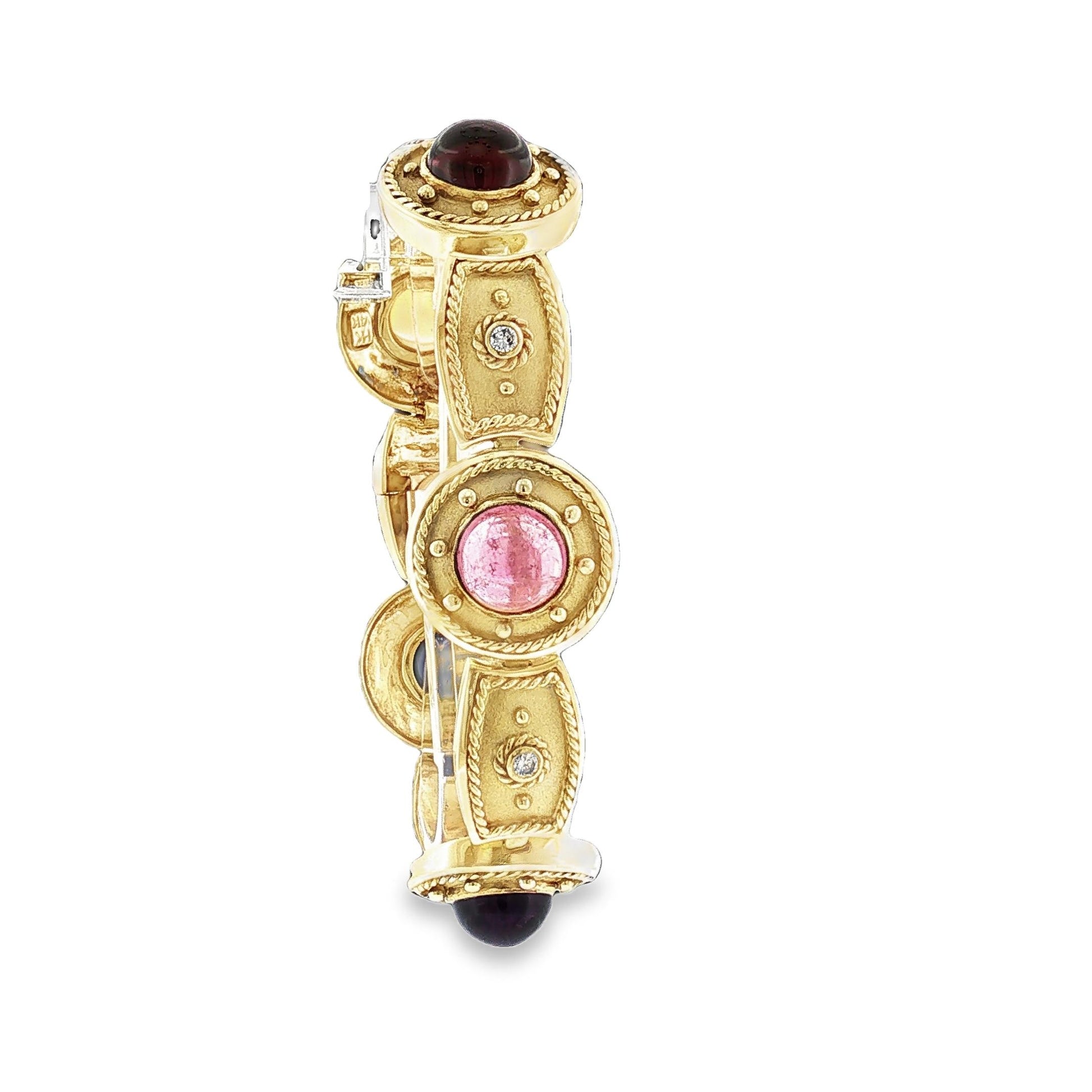 Late 20th Century Byzantine Style Multi-colored gemstone Link Bracelet