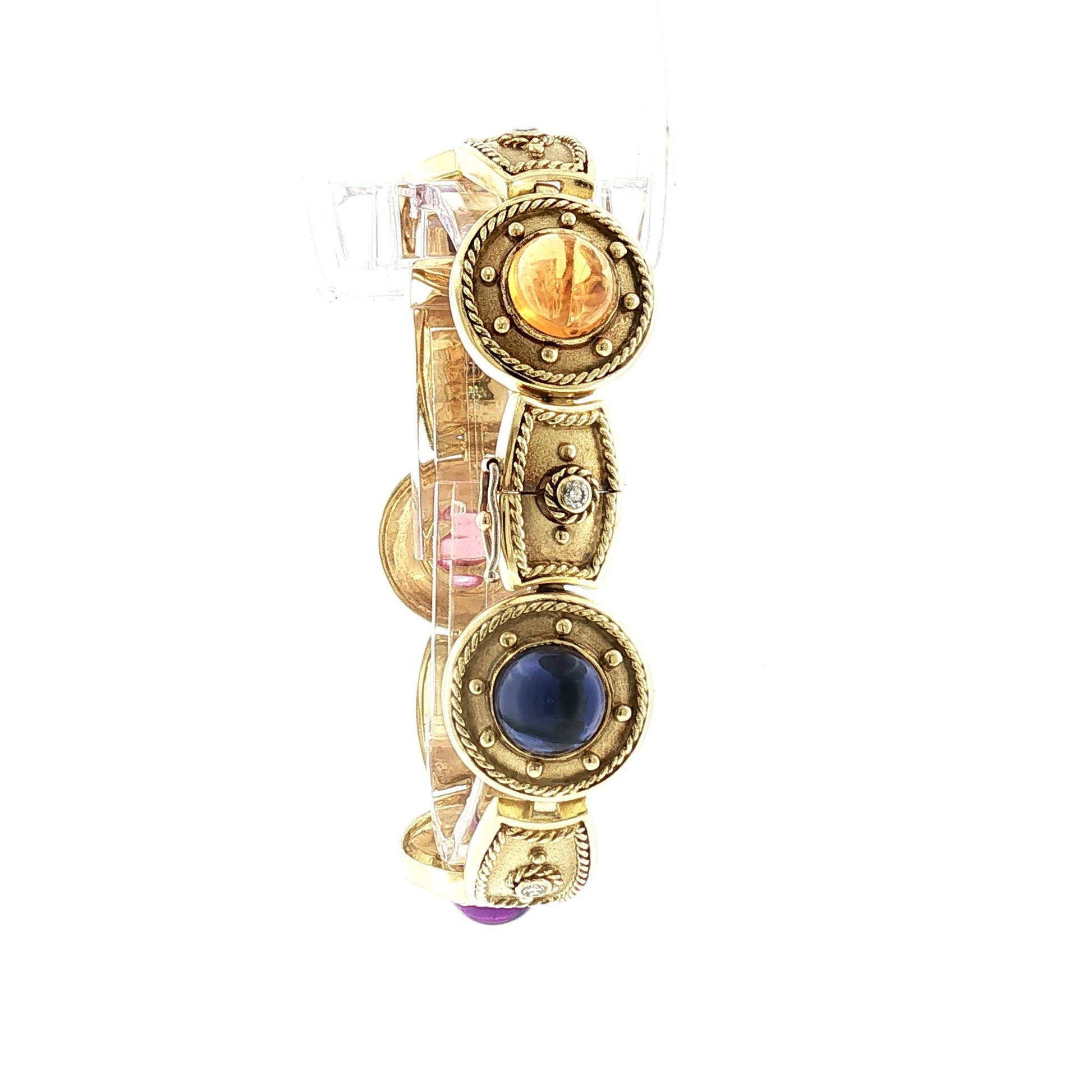 Late 20th Century Byzantine Style Multi-colored gemstone Link Bracelet