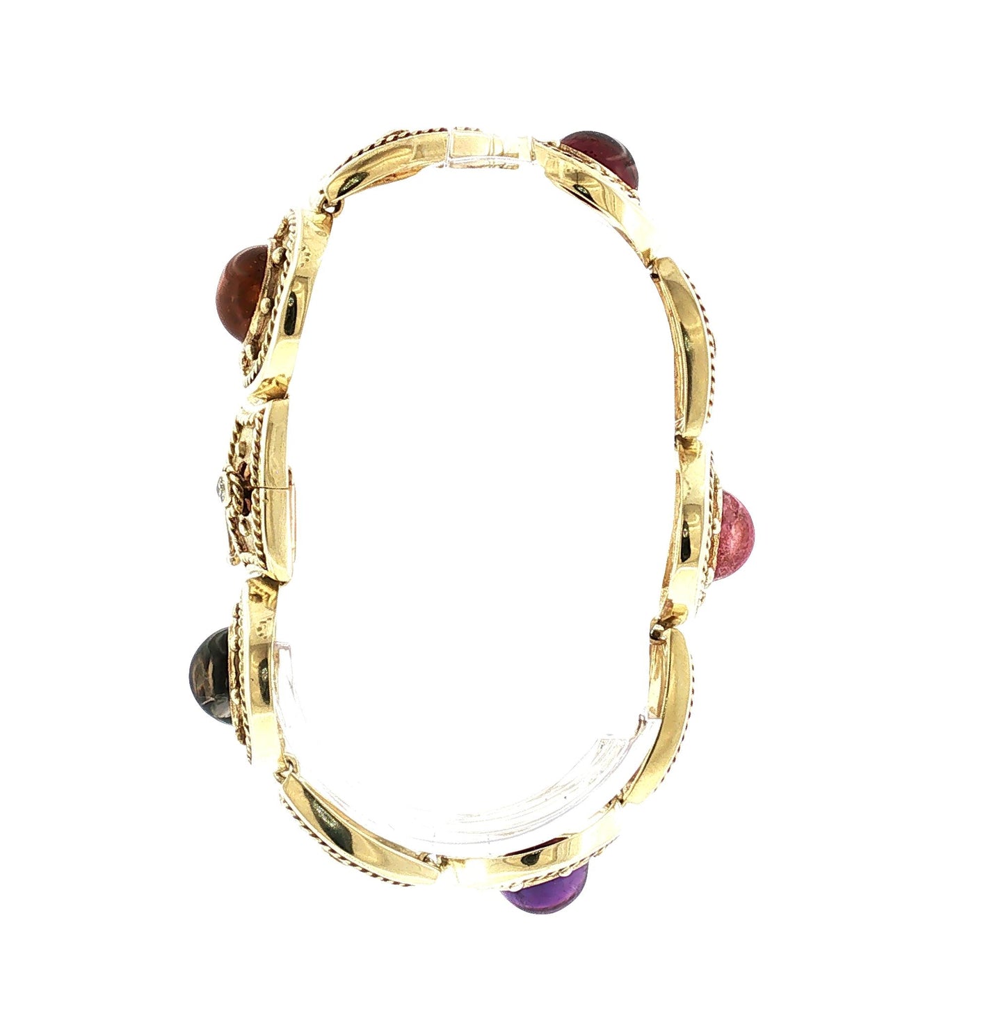 Late 20th Century Byzantine Style Multi-colored gemstone Link Bracelet