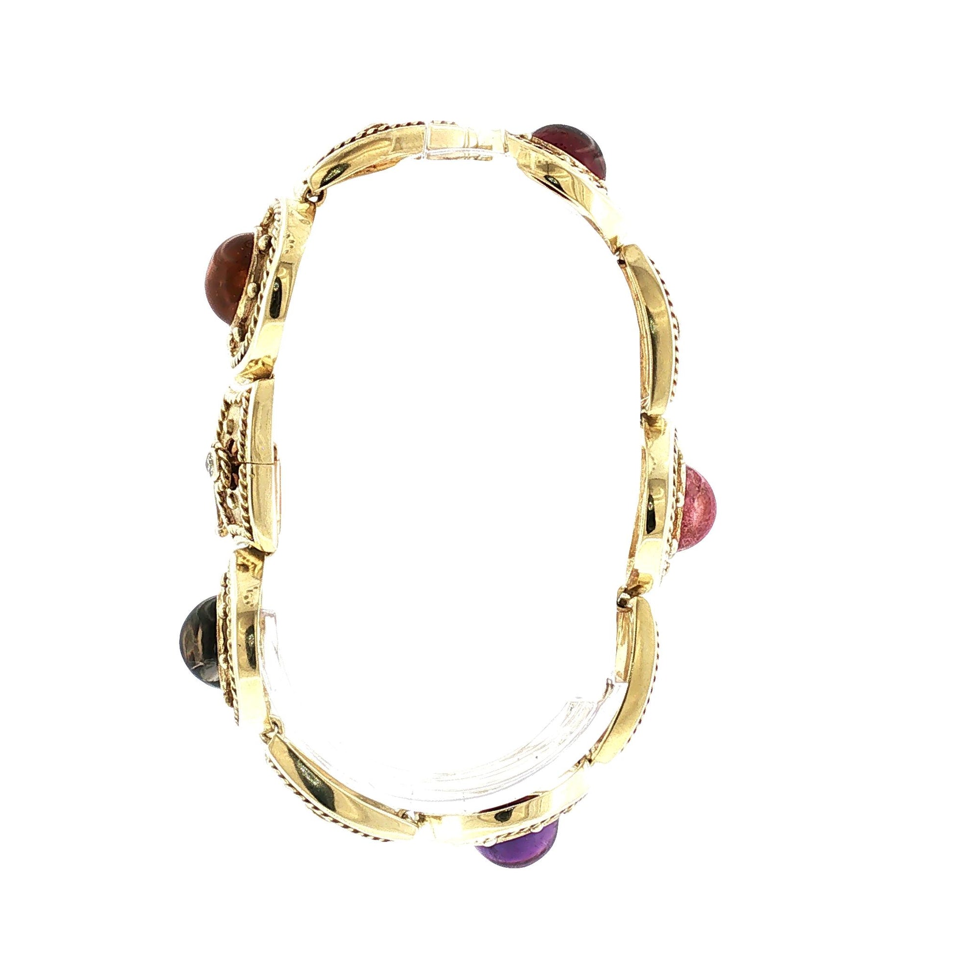 Late 20th Century Byzantine Style Multi-colored gemstone Link Bracelet