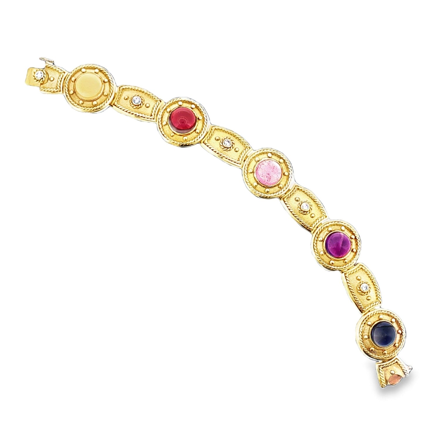 Late 20th Century Byzantine Style Multi-colored gemstone Link Bracelet