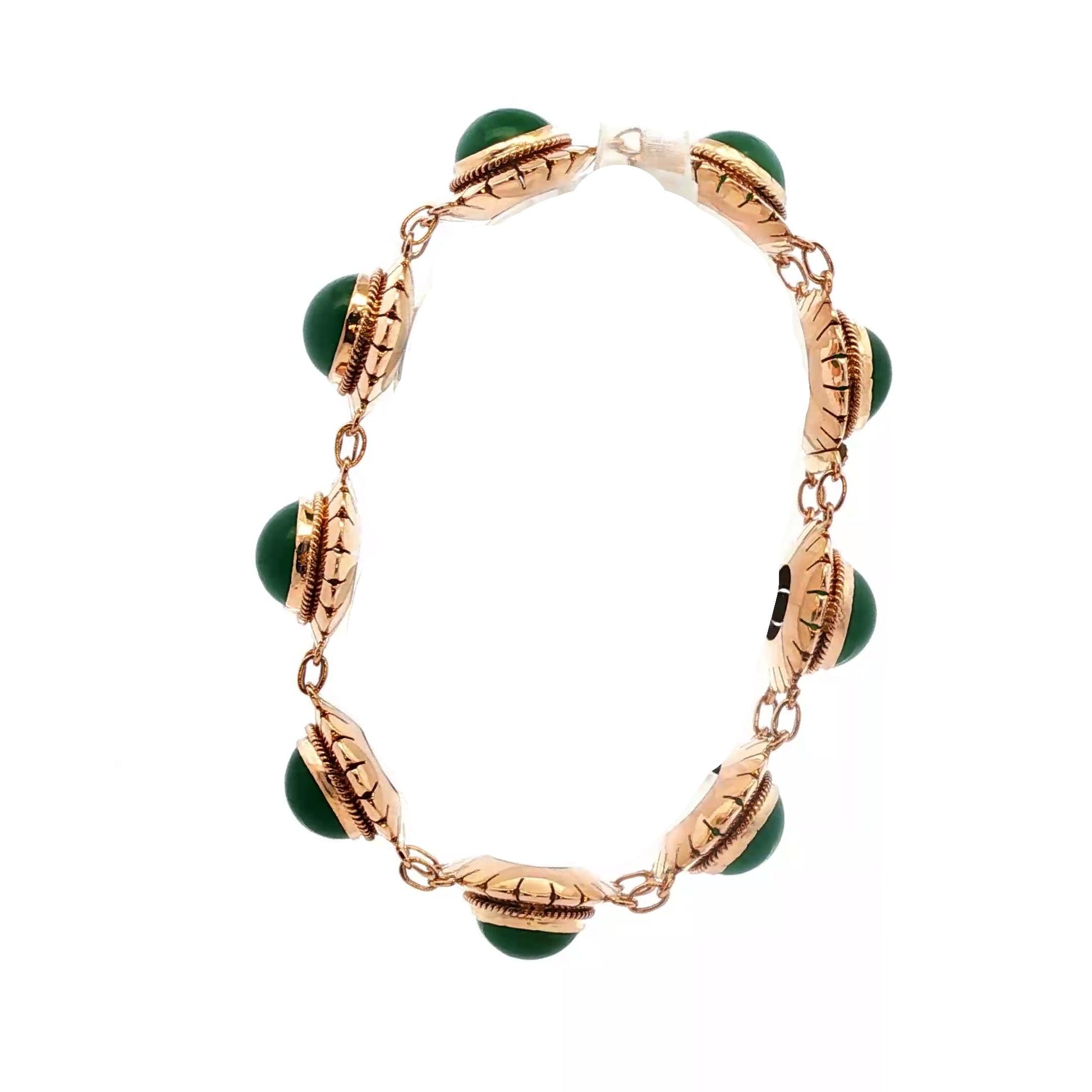 1940's rose gold and green onyx link bracelet