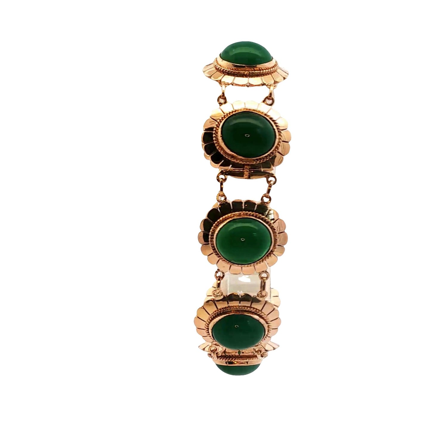 1940's rose gold and green onyx link bracelet