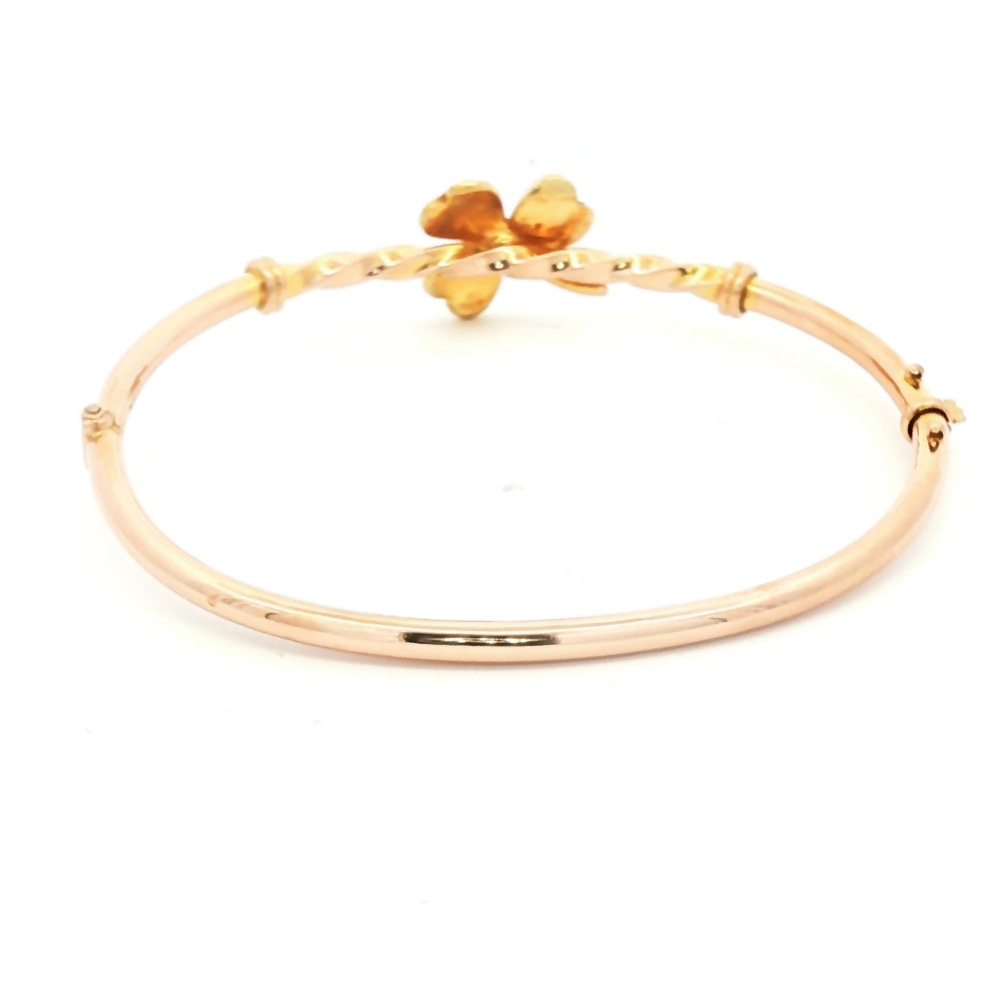 Victorian 14k yellow gold Clover Hinged Bracelet with Seed Pearls