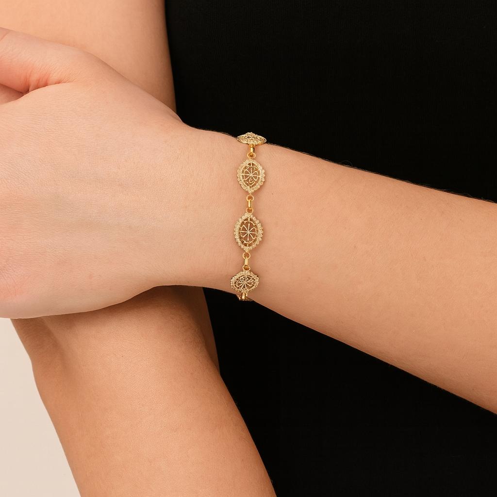 Vintage 1960s 10K yellow gold Filigree Link Bracelet