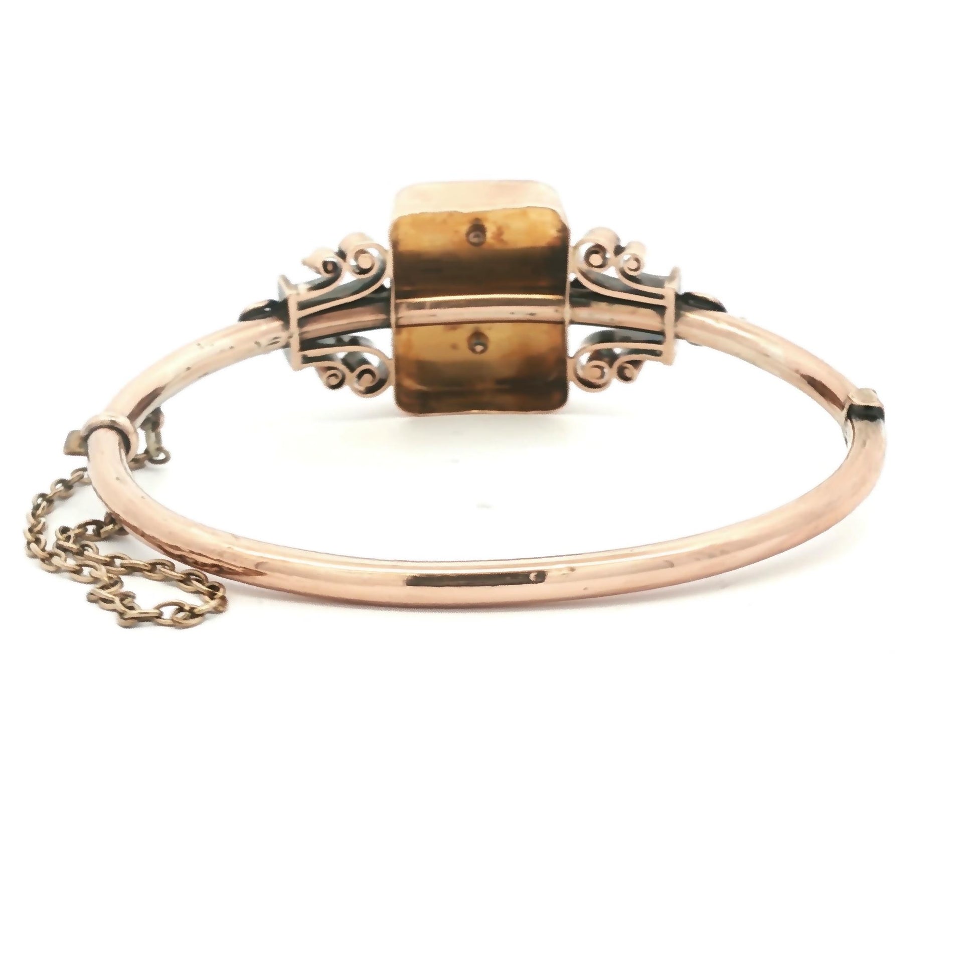 12 karat Multi Colored Gold Victorian Crane Hinged Bracelet