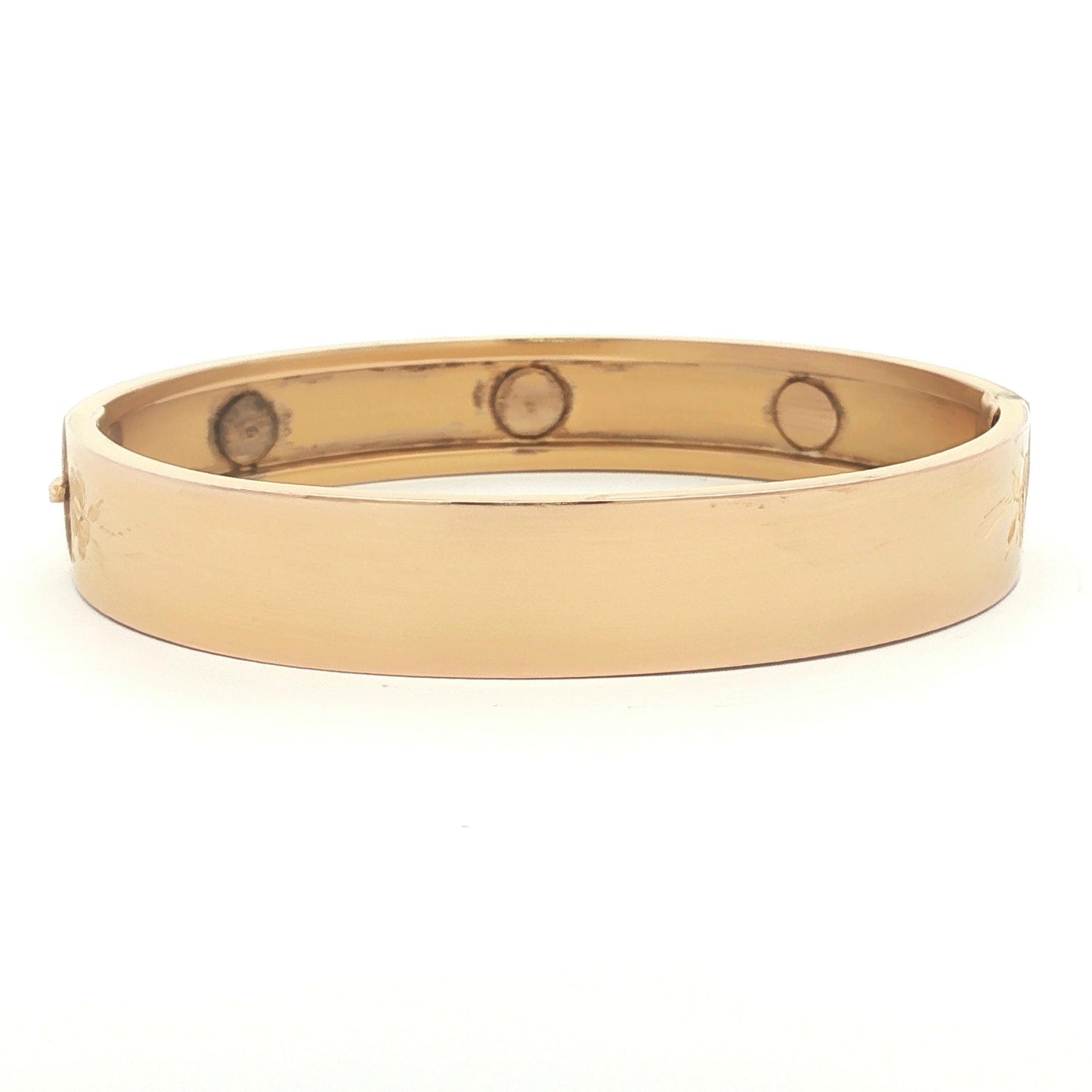 Vintage 14k yellow gold 10.5mm Wide Hand Engraved Hinged Bracelet