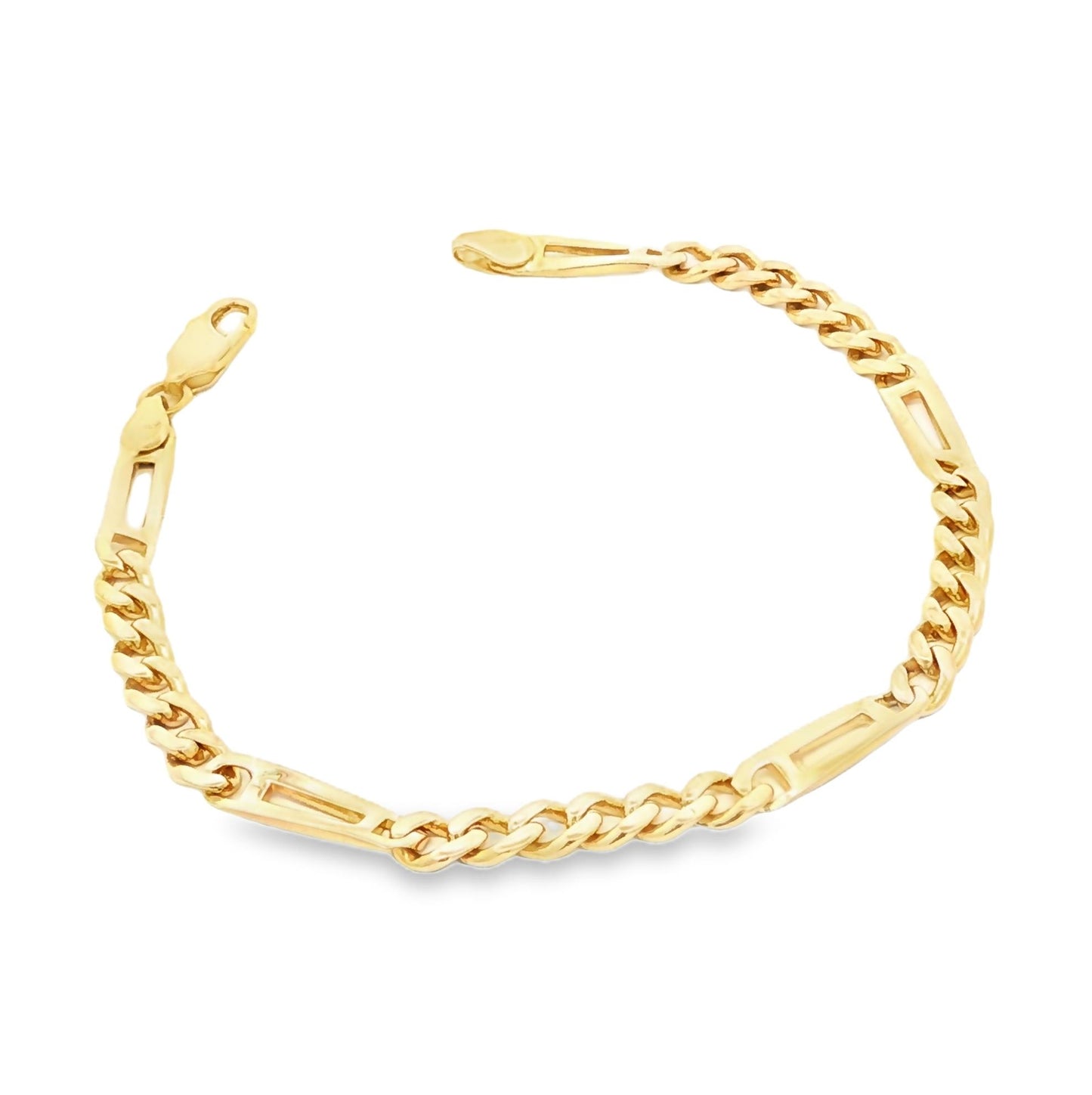 A Vintage Alternating Cuban and Open Link 7" Bracelet