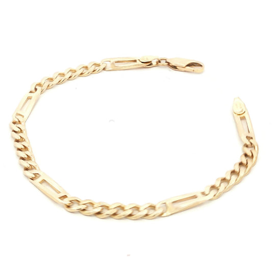 A Vintage Alternating Cuban and Open Link 7" Bracelet
