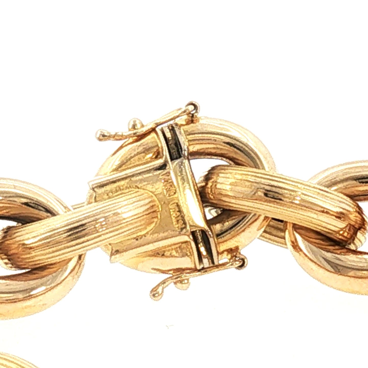 Late 20th Century 14k Yellow Gold Chunky Combination Finished Oval Link Bracelet