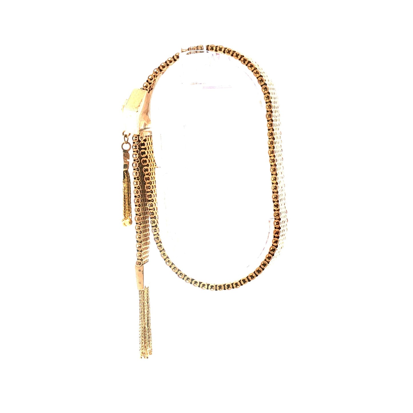 Victorian 10k Yellow Gold Slide Tassel Bracelet With Black Enamel