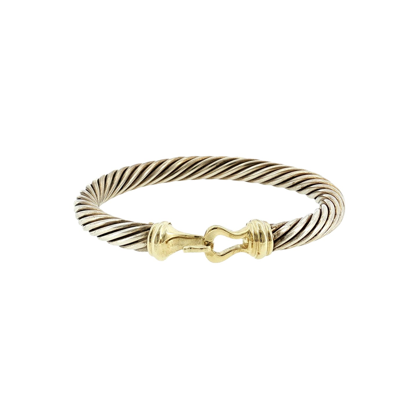 Late 20th-Century Sterling and 14k D. Yurman 7mm Buckle Cable Bracelet