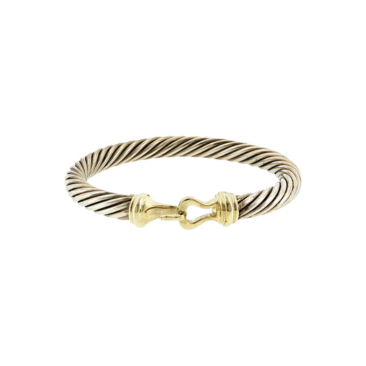 Late 20th-Century Sterling and 14k D. Yurman 7mm Buckle Cable Bracelet