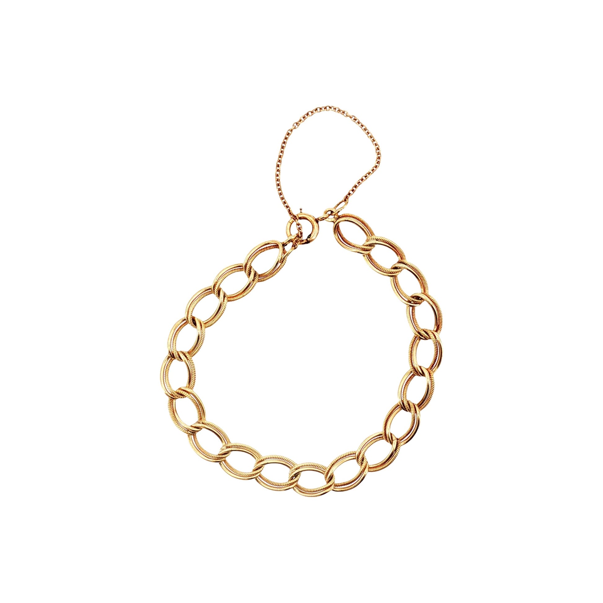 Mid-Century 14kyg Double Texture Link Bracelet