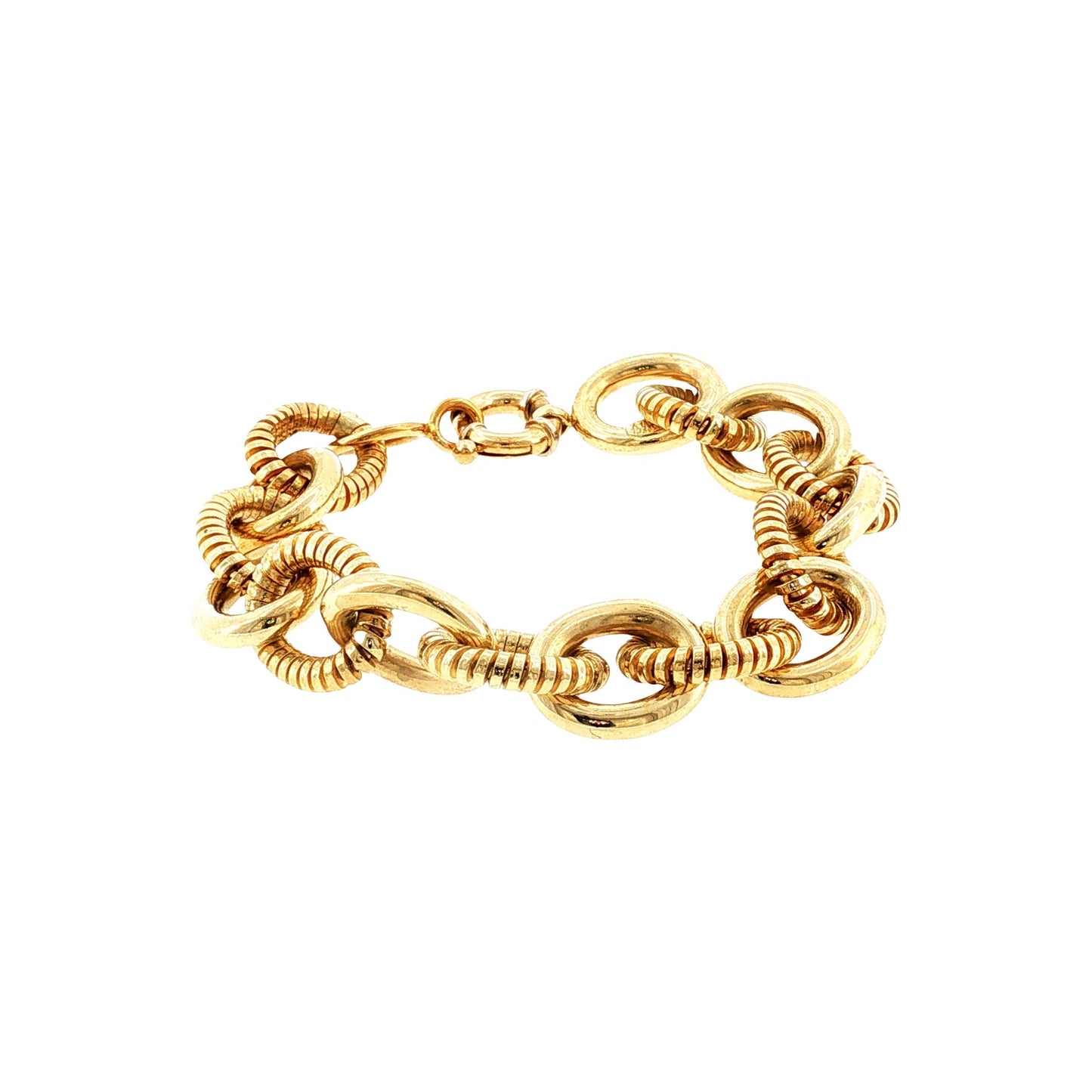 Late 20th-Century 14k Yellow Gold Combination Texture Bracelet