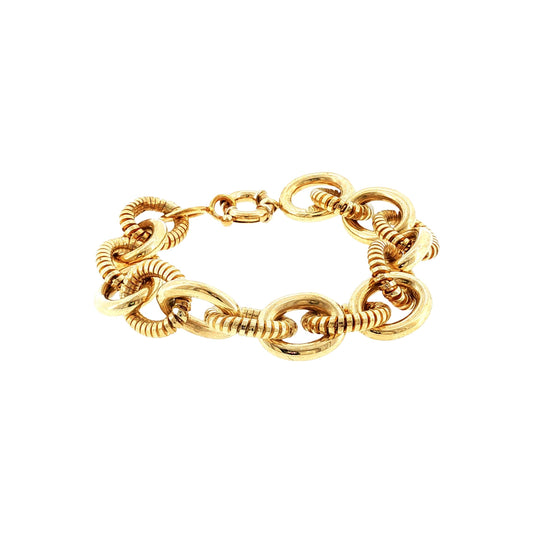 Late 20th-Century 14k Yellow Gold Combination Texture Bracelet