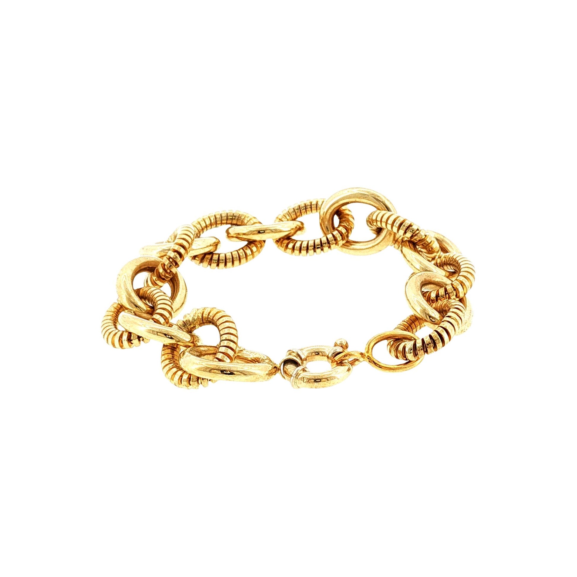 Late 20th-Century 14k Yellow Gold Combination Texture Bracelet