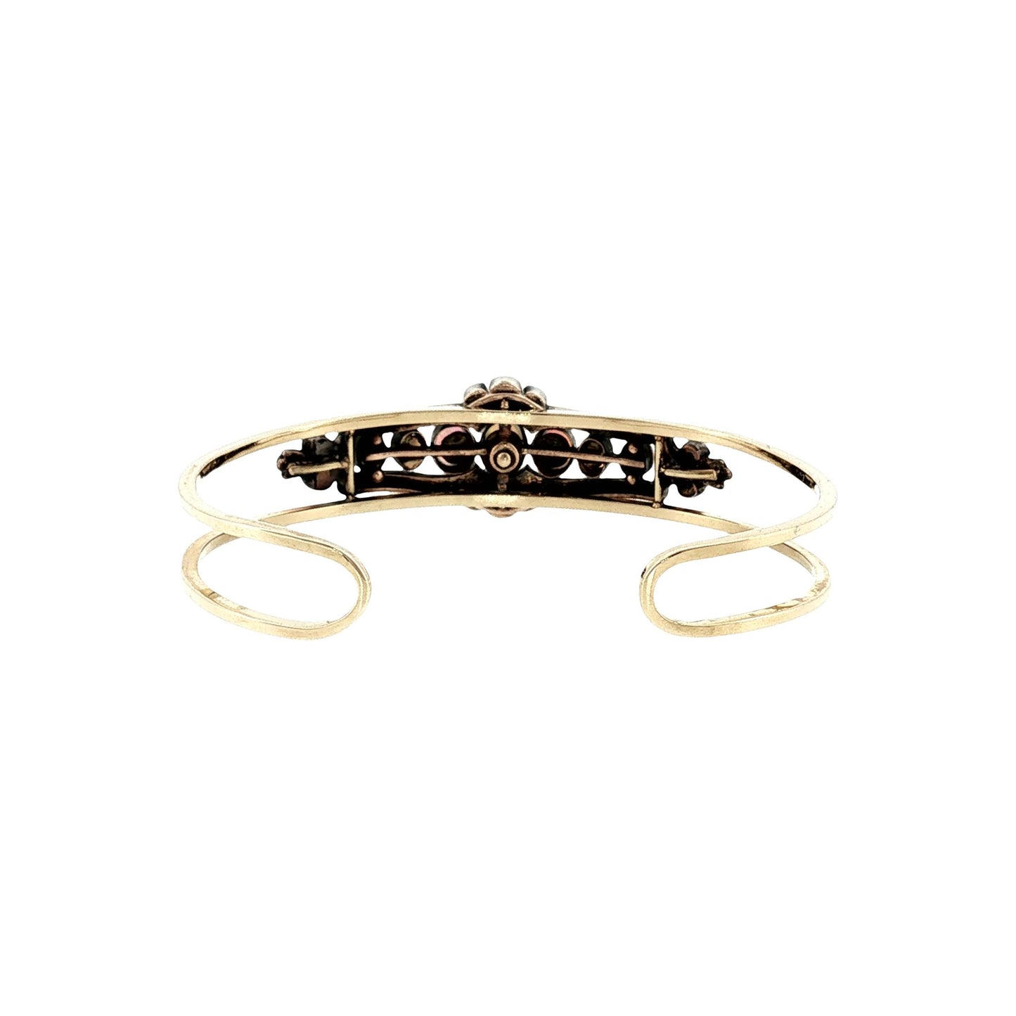 Victorian Silver Over Gold Opal and Diamond Pin Converted to a 14k Cuff Bracelet
