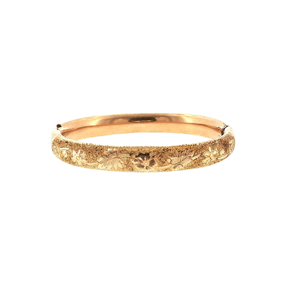 Late Victorian Yellow Gold Filled Repoussé Hinged Bracelet