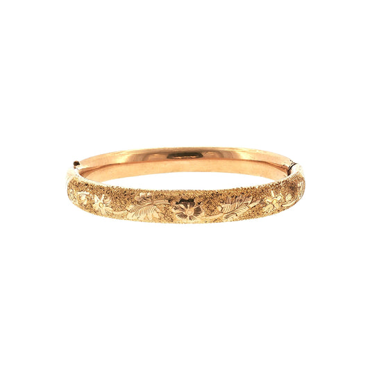 Late Victorian Yellow Gold Filled Repoussé Hinged Bracelet